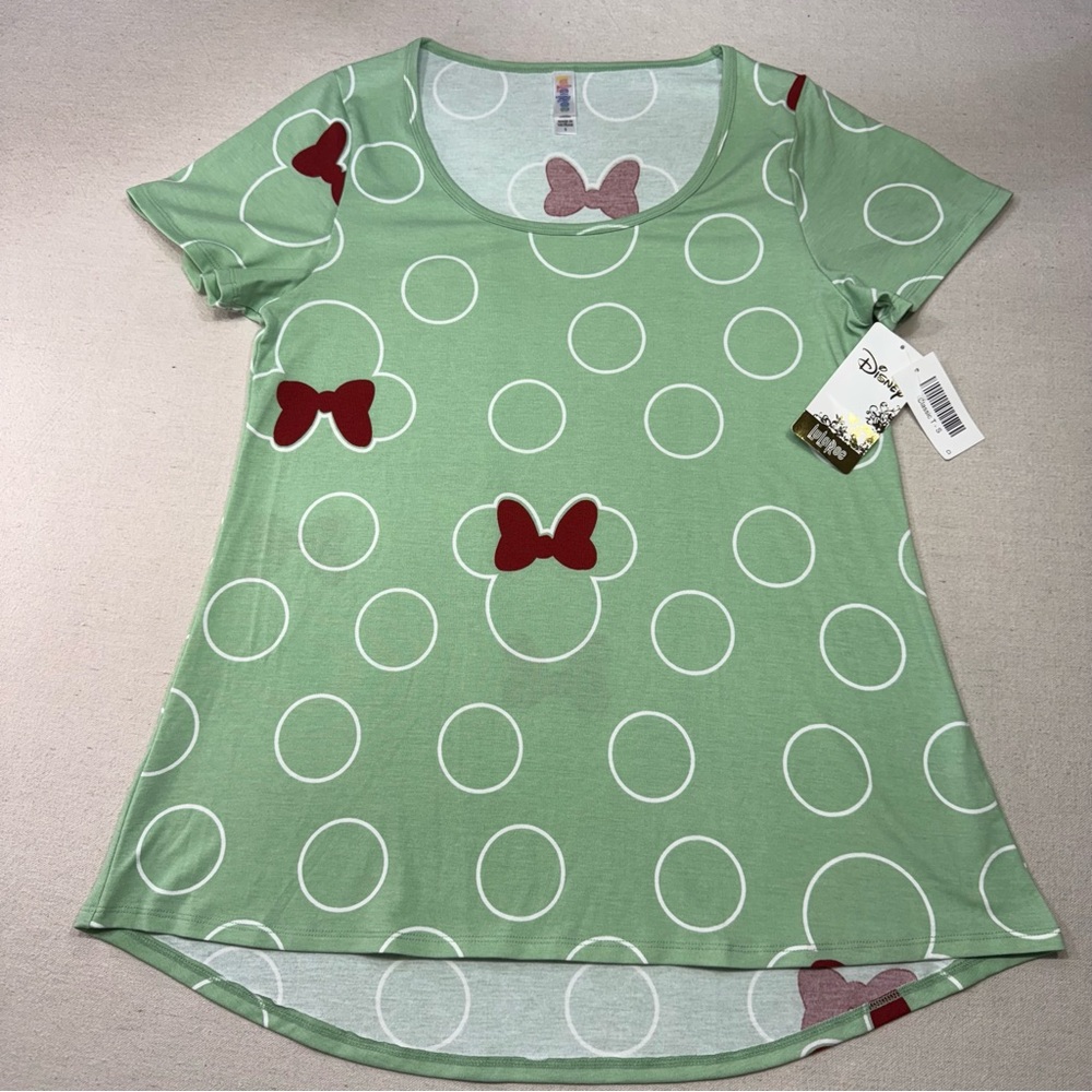 LuLaRoe - Classic T - Disney - Green with Red & White Accents - NWT - Size Small